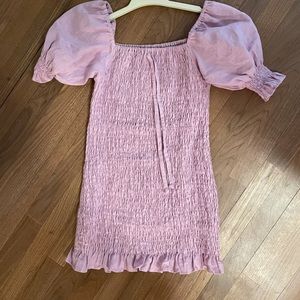 Faithfull the brand smocked a puff sleeve dress